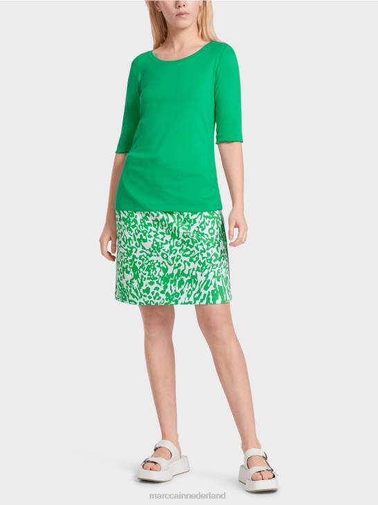 kleding helder basilicumblad 464J1364 T-shirt met vrouwelijk decolleté Marc Cain