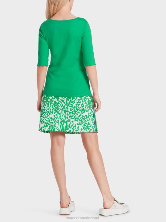 kleding helder basilicumblad 464J1364 T-shirt met vrouwelijk decolleté Marc Cain