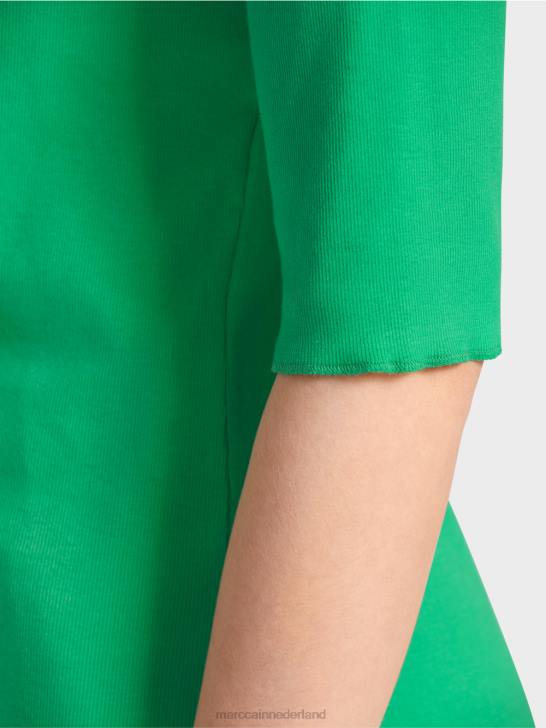 kleding helder basilicumblad 464J1364 T-shirt met vrouwelijk decolleté Marc Cain