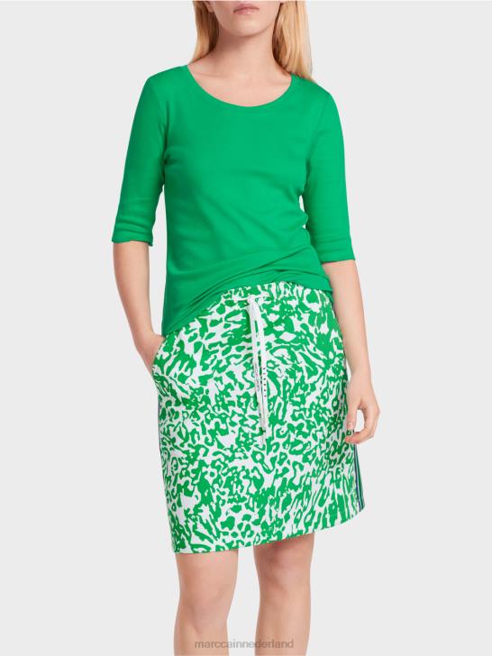 kleding helder basilicumblad 464J1364 T-shirt met vrouwelijk decolleté Marc Cain