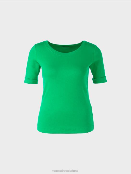 kleding helder basilicumblad 464J1364 T-shirt met vrouwelijk decolleté Marc Cain