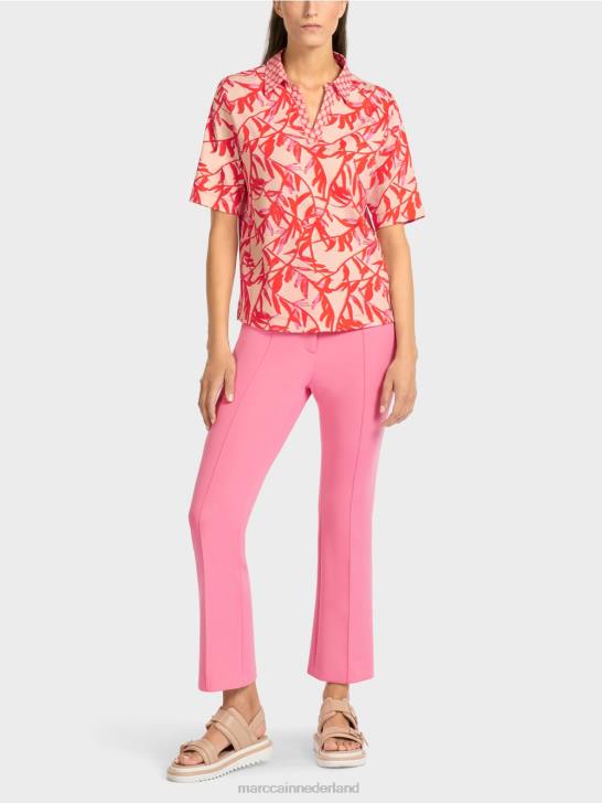 kleding helder bruin 464J1421 poloshirt met patroonmix Marc Cain