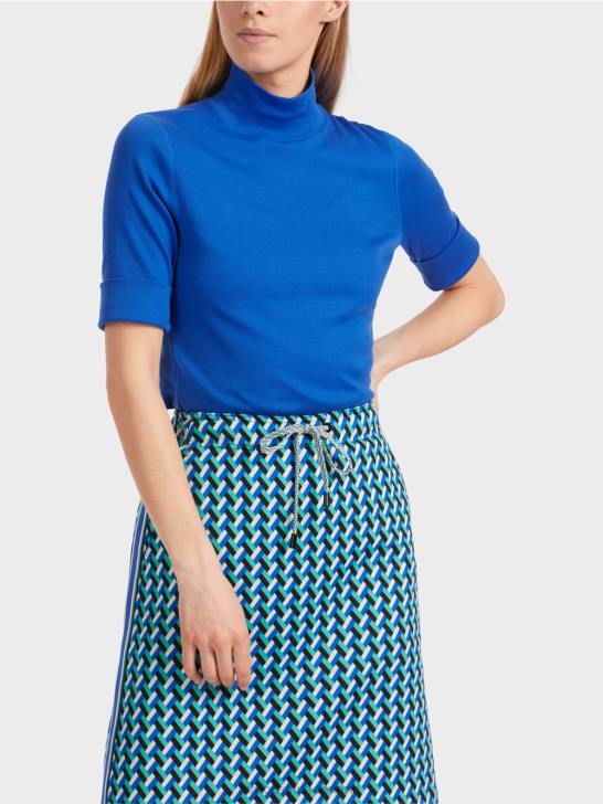 kleding helder koningsblauw 464J1232 overhemd met opstaande kraag en -mouwen Marc Cain