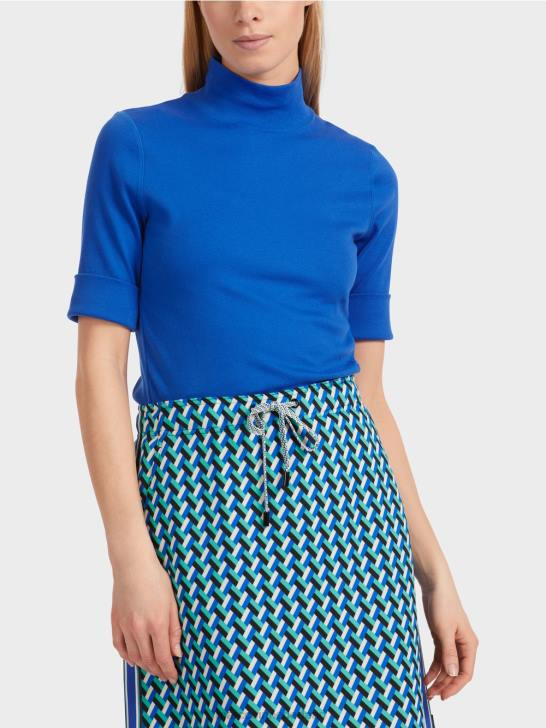 kleding helder koningsblauw 464J1232 overhemd met opstaande kraag en -mouwen Marc Cain