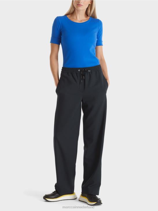 kleding helder koningsblauw 464J1233 effen t-shirt met 3/4 mouwen Marc Cain