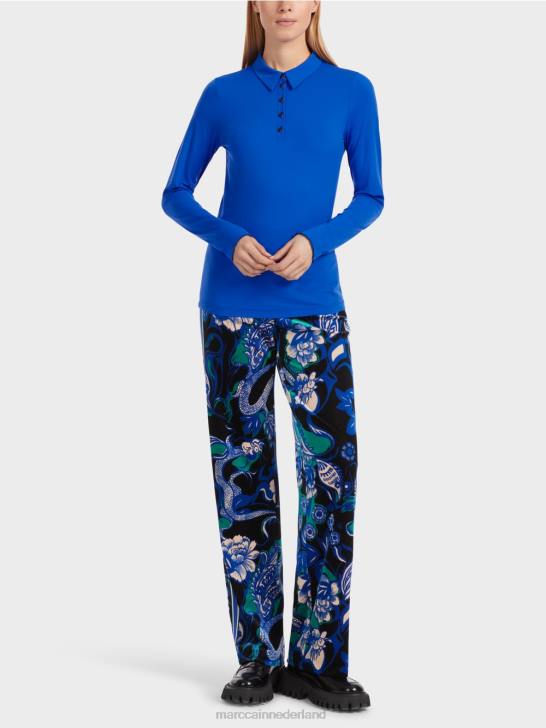 kleding helder koningsblauw 464J1241 poloshirt van geribde jersey Marc Cain