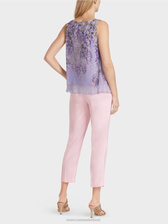 kleding helder lila 464J1389 geplooide top met a-lijn Marc Cain