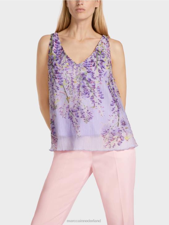 kleding helder lila 464J1389 geplooide top met a-lijn Marc Cain