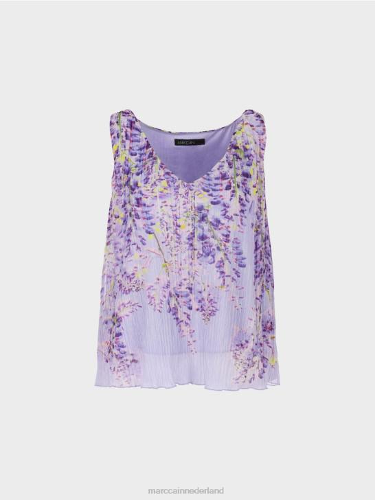 kleding helder lila 464J1389 geplooide top met a-lijn Marc Cain