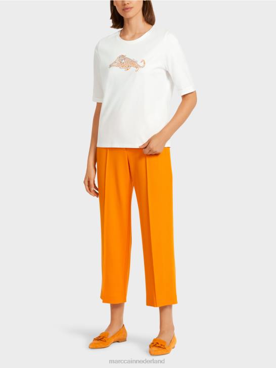 kleding helder oranje 464J1451 \"Samen heroverwegen\" katoenen T-shirt Marc Cain