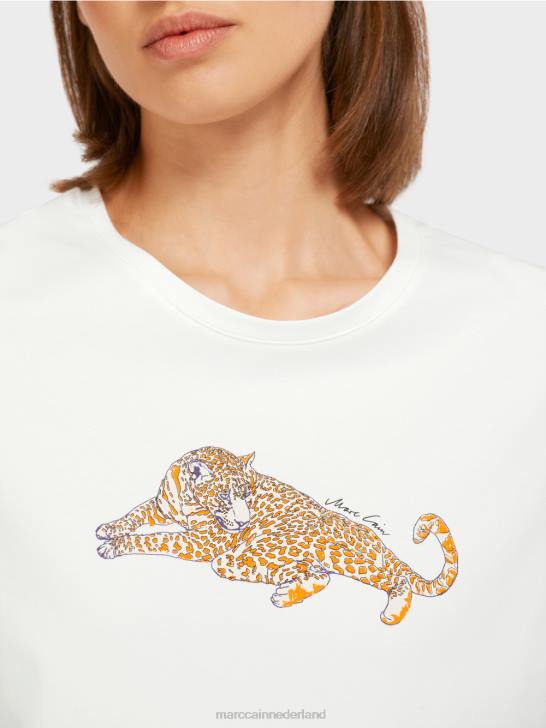 kleding helder oranje 464J1451 \"Samen heroverwegen\" katoenen T-shirt Marc Cain