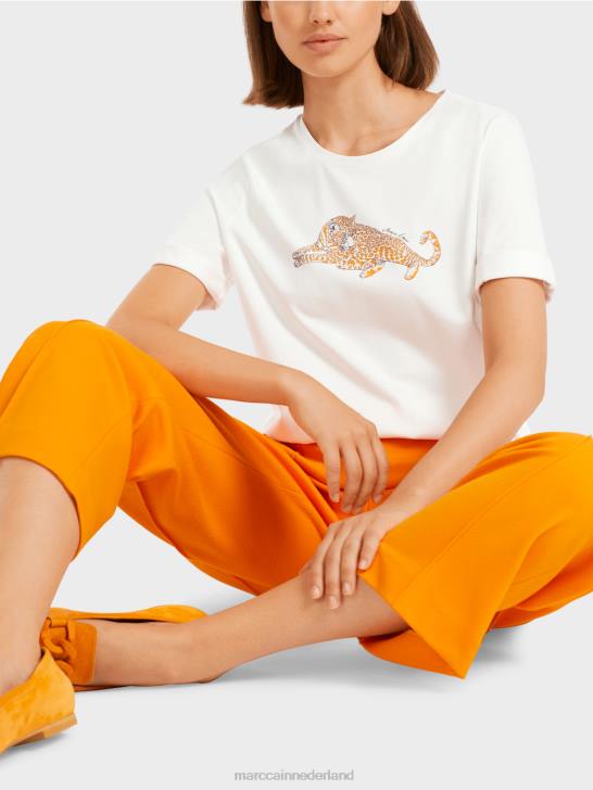 kleding helder oranje 464J1451 \"Samen heroverwegen\" katoenen T-shirt Marc Cain