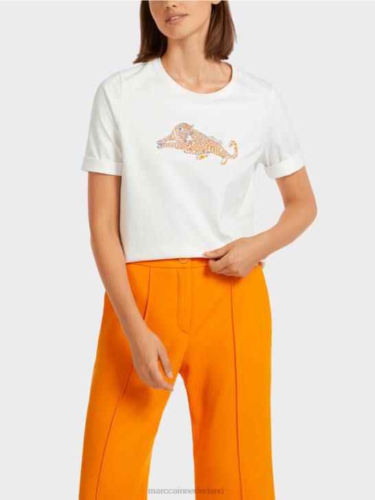 kleding helder oranje 464J1451 \"Samen heroverwegen\" katoenen T-shirt Marc Cain