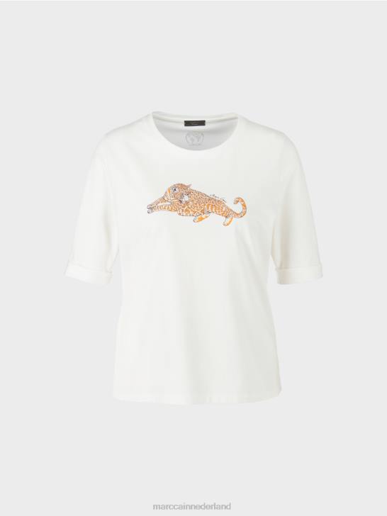 kleding helder oranje 464J1451 \"Samen heroverwegen\" katoenen T-shirt Marc Cain