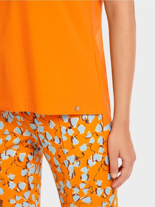 kleding helder oranje 464J1457 T-shirt met versierde borstzak Marc Cain