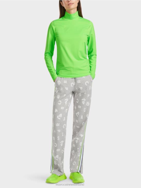 kleding helder schokkend groen 464J1309 nauwsluitend shirt met lange mouwen Marc Cain