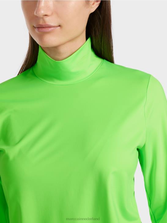 kleding helder schokkend groen 464J1309 nauwsluitend shirt met lange mouwen Marc Cain