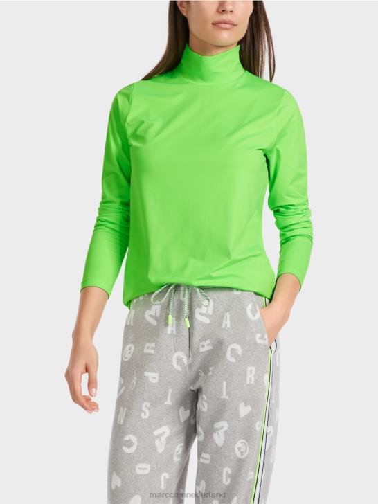 kleding helder schokkend groen 464J1309 nauwsluitend shirt met lange mouwen Marc Cain
