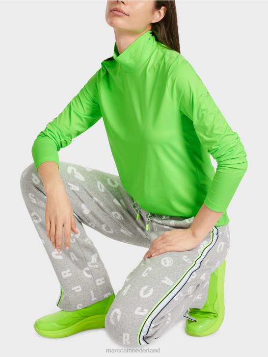 kleding helder schokkend groen 464J1309 nauwsluitend shirt met lange mouwen Marc Cain