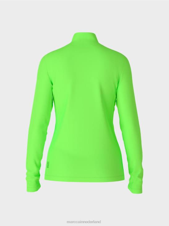 kleding helder schokkend groen 464J1309 nauwsluitend shirt met lange mouwen Marc Cain