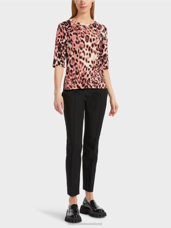 kleding kampari 464J1256 geribbeld katoenen overhemd met leeuwdessin Marc Cain