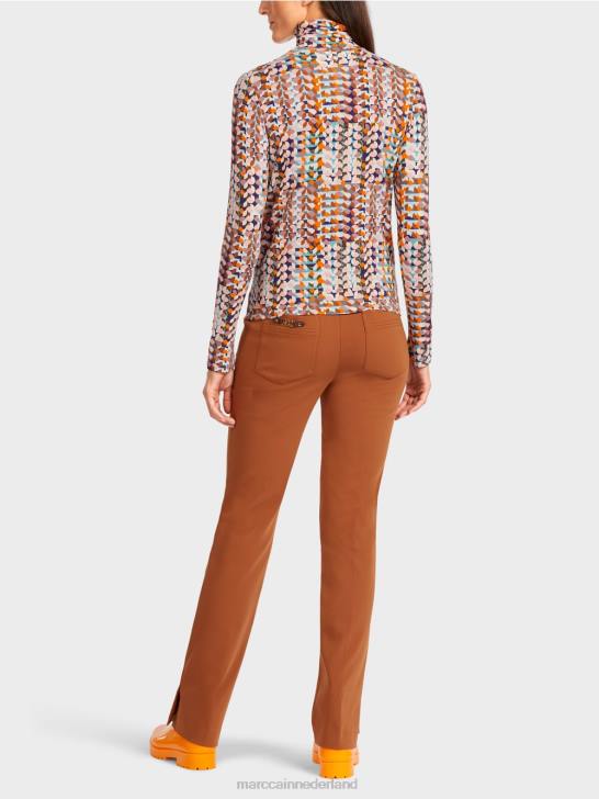 kleding koninklijk paars 464J1452 kleurrijk topje met lange mouwen Marc Cain