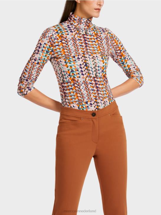 kleding koninklijk paars 464J1452 kleurrijk topje met lange mouwen Marc Cain
