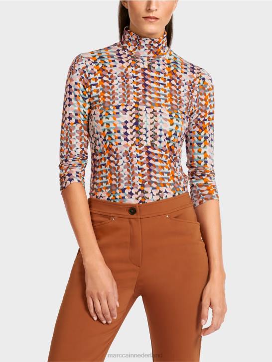 kleding koninklijk paars 464J1452 kleurrijk topje met lange mouwen Marc Cain