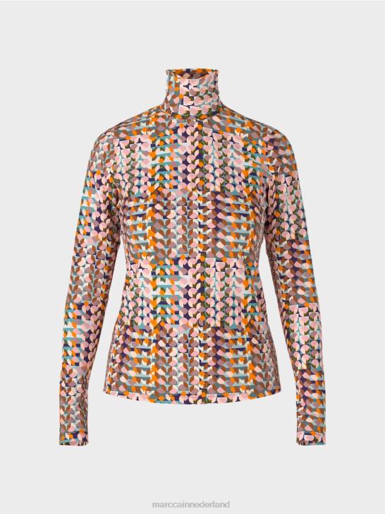 kleding koninklijk paars 464J1452 kleurrijk topje met lange mouwen Marc Cain