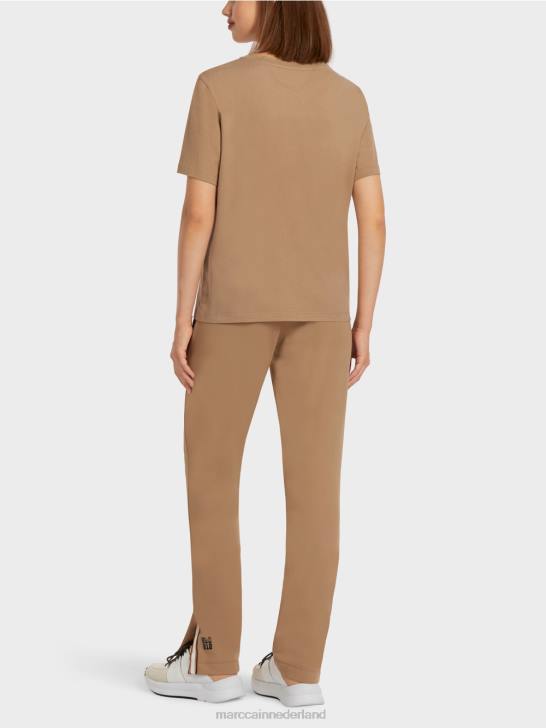 kleding lichte koffie 464J1433 t-shirt met luipaard- en letterprint Marc Cain