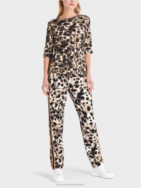 kleding lichte koffie 464J1438 bedrukt overhemd met 3/4 mouwen Marc Cain