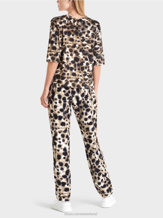 kleding lichte koffie 464J1438 bedrukt overhemd met 3/4 mouwen Marc Cain