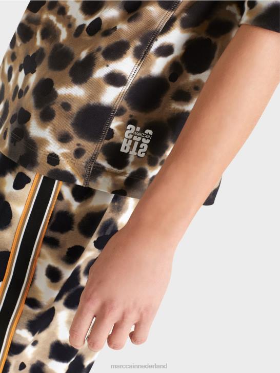 kleding lichte koffie 464J1438 bedrukt overhemd met 3/4 mouwen Marc Cain