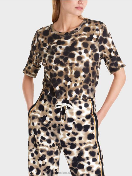 kleding lichte koffie 464J1438 bedrukt overhemd met 3/4 mouwen Marc Cain