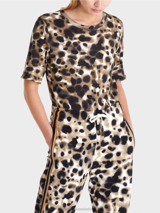 kleding lichte koffie 464J1438 bedrukt overhemd met 3/4 mouwen Marc Cain