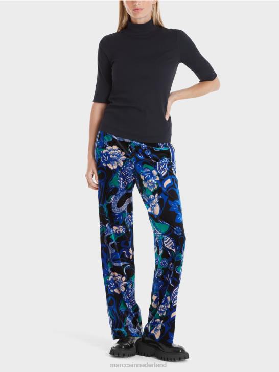 kleding middernacht blauw 464J1230 overhemd met opstaande kraag en -mouwen Marc Cain