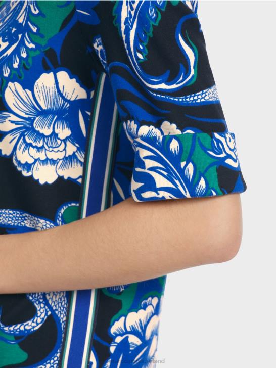 kleding middernacht blauw 464J1236 katoenen ribshirt met tattoo-ontwerp Marc Cain