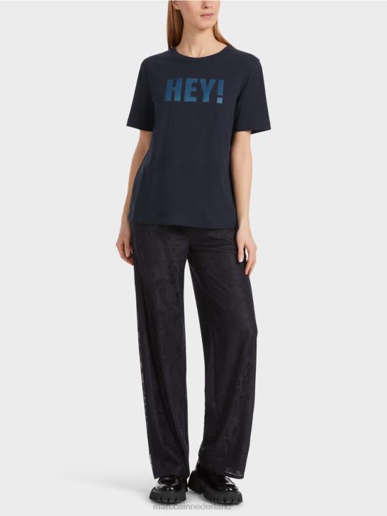 kleding middernacht blauw 464J1240 \"rethink Together\" t-shirt met glitters Marc Cain