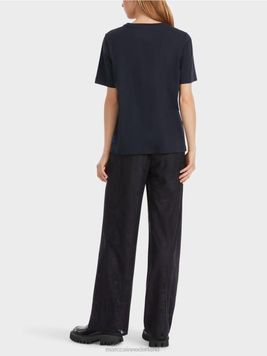 kleding middernacht blauw 464J1240 \"rethink Together\" t-shirt met glitters Marc Cain