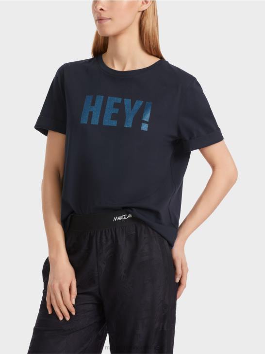 kleding middernacht blauw 464J1240 \"rethink Together\" t-shirt met glitters Marc Cain