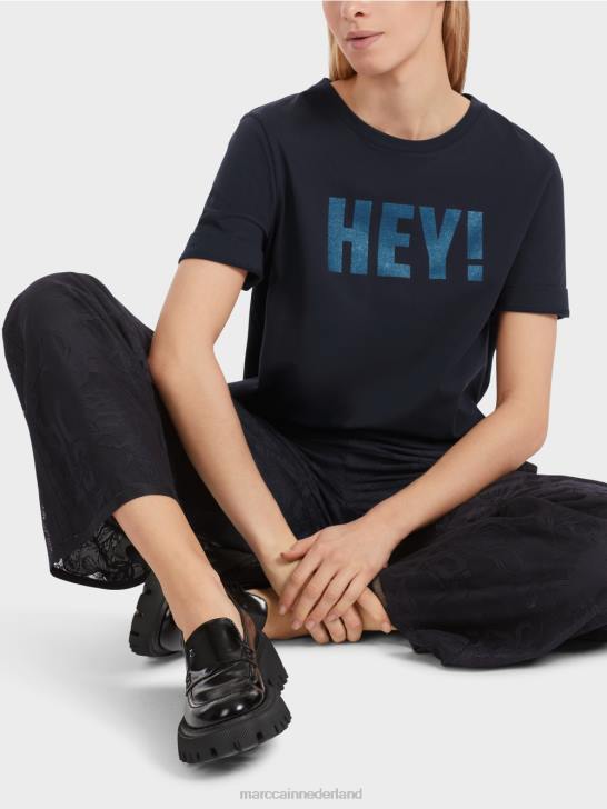 kleding middernacht blauw 464J1240 \"rethink Together\" t-shirt met glitters Marc Cain