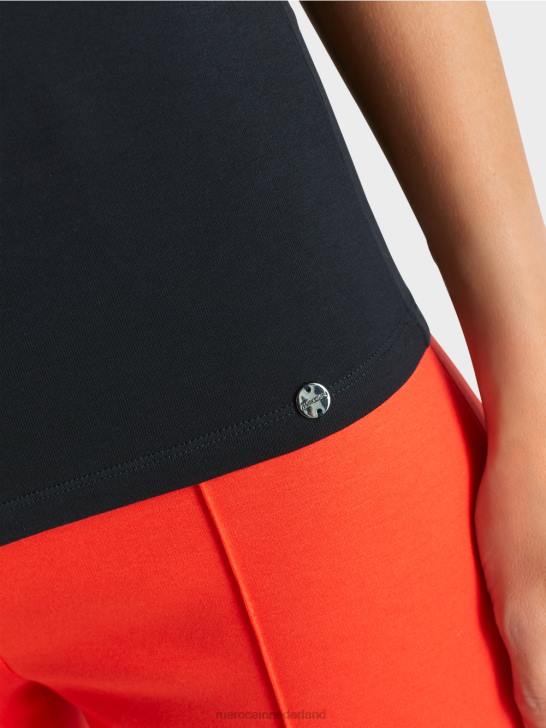 kleding middernacht blauw 464J1346 T-shirt met hoge hals Marc Cain