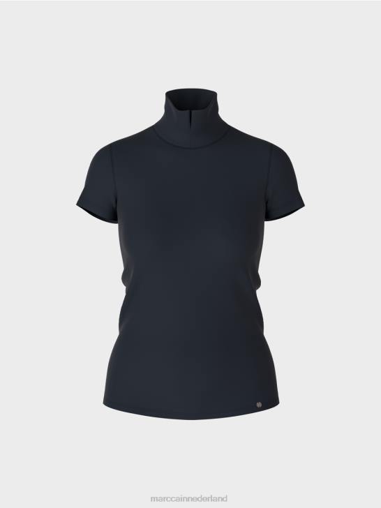 kleding middernacht blauw 464J1346 T-shirt met hoge hals Marc Cain