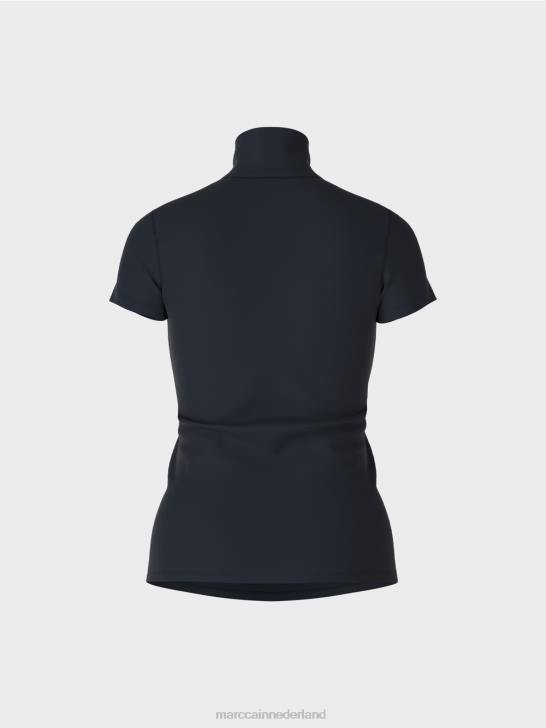 kleding middernacht blauw 464J1346 T-shirt met hoge hals Marc Cain