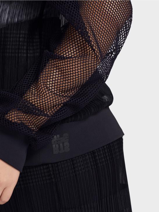 kleding middernacht blauw 464J1360 transparant t-shirt met lange mouwen Marc Cain