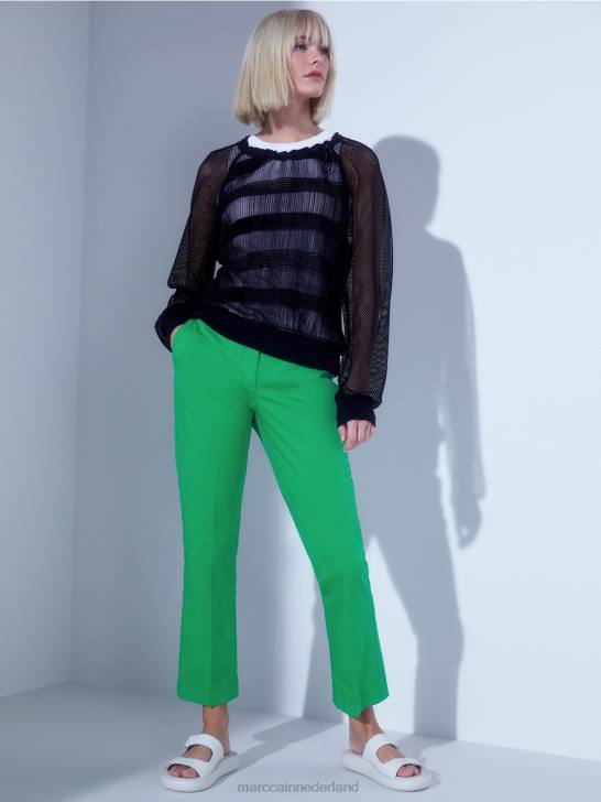 kleding middernacht blauw 464J1360 transparant t-shirt met lange mouwen Marc Cain