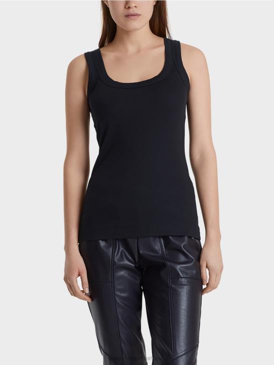 kleding middernacht blauw 464J1467 fijngeribde tanktop Marc Cain