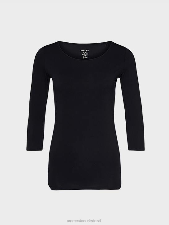 kleding middernacht blauw 464J1471 uiterst delicaat shirt met lange mouwen Marc Cain