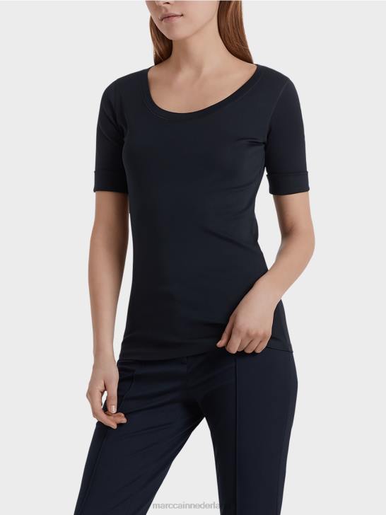 kleding middernacht blauw 464J1472 hoogwaardig basisshirt Marc Cain