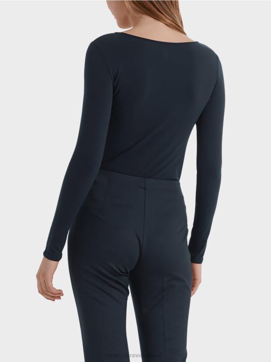 kleding middernacht blauw 464J1474 delicaat shirt met lange mouwen Marc Cain